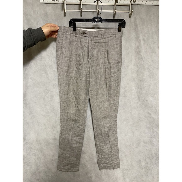 Zara Other - Zara Man Pants Men 30X36 Beige Gray Micro Houndstooth Dress Linen
